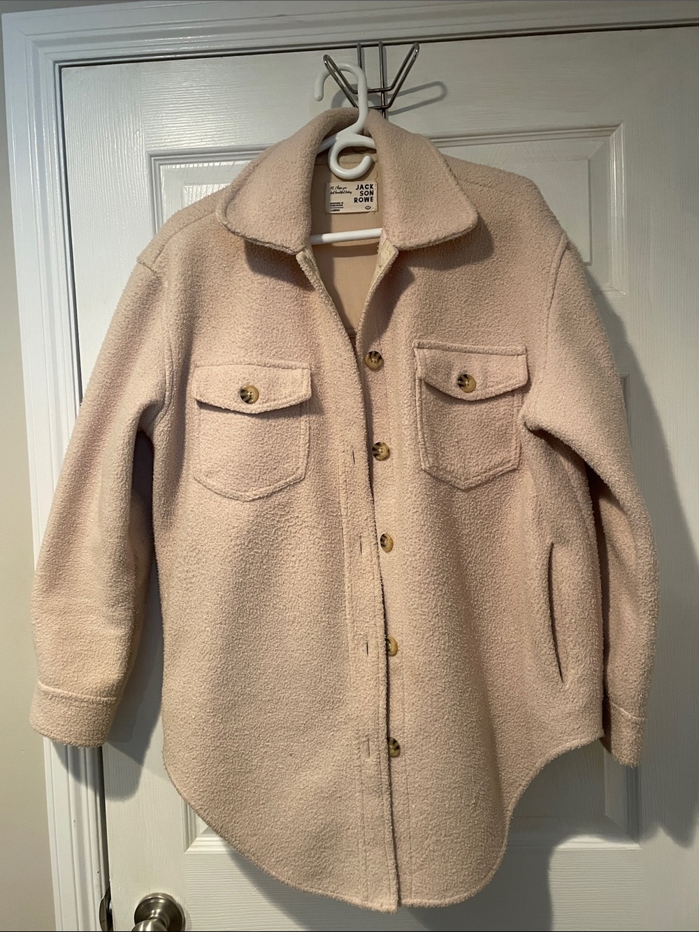Jackson Rowe Cream Teddy Shacket with Buttons